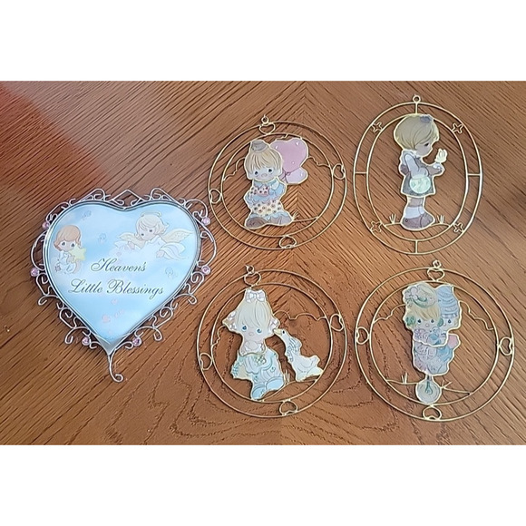 Vtg Precious Moments Craft scraps Capiz Shell Metal Wire Home Decor - Picture 1 of 12
